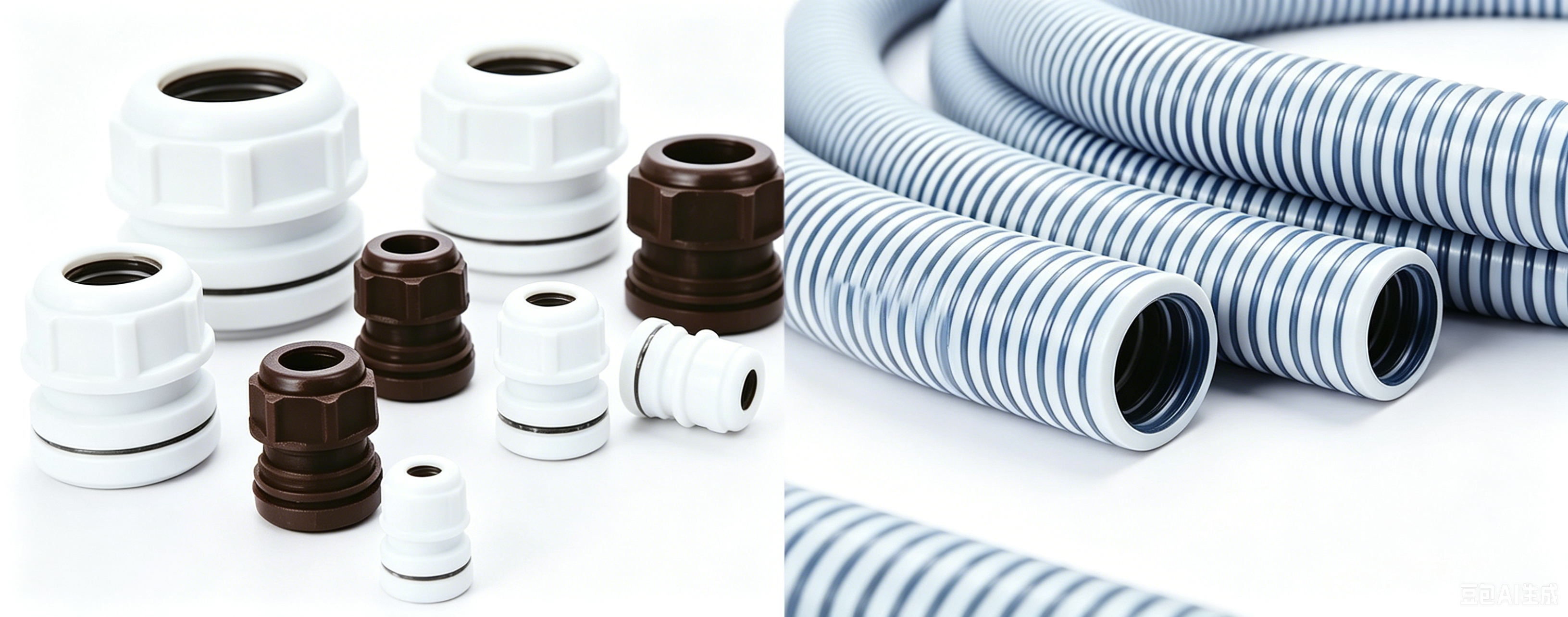 Industrial cable protection conduits and accessory systems