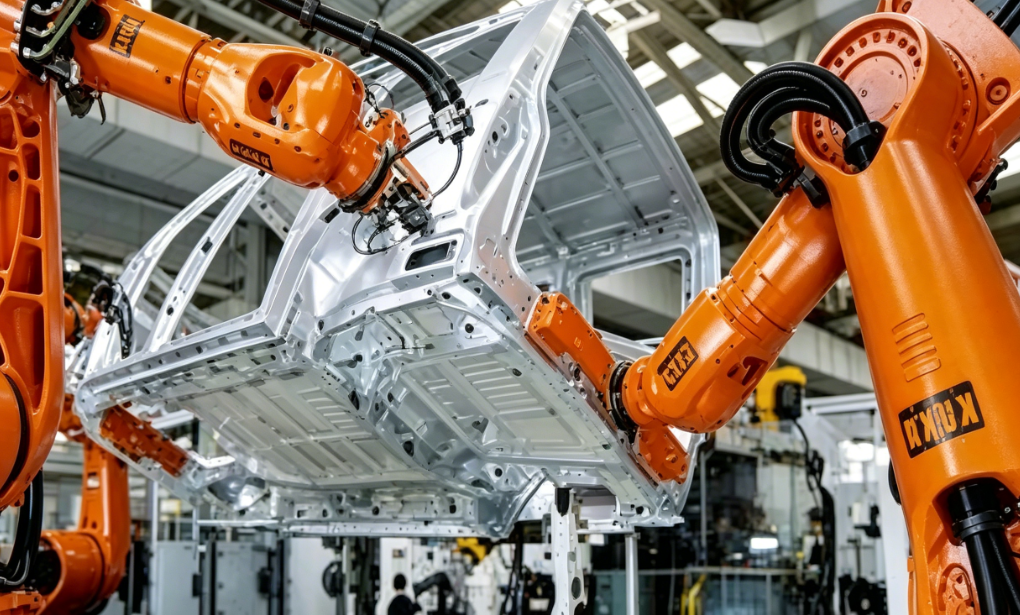 Industrial automation production line with robotic systems